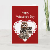 私達皆からおもしろいなアライグマのバレンタイン シーズンカード (正面)
