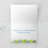 私達皆からのハッピーバースデー水彩画の花 カード (内部)