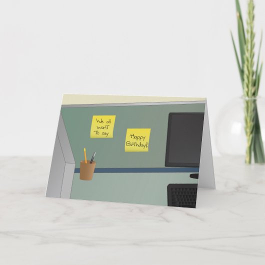 私達皆からのハッピーバースデー、! オフィスのキュービクル カード (正面)