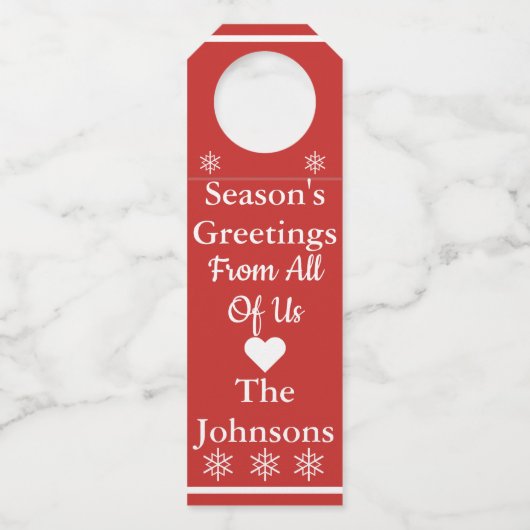 私達皆からの季節の挨拶ワイン・ボトルのラベル ボトルネックタグ (正面)