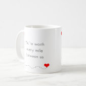 私達間のあらゆるマイルの価値を持つミニマリスト"あなたは" コーヒーマグカップ (正面左)