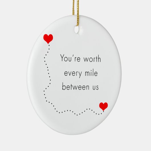 私達間のあらゆるマイルの価値を持つミニマリスト"あなたは" セラミックオーナメント (右)