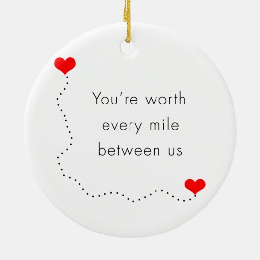 私達間のあらゆるマイルの価値を持つミニマリスト"あなたは" セラミックオーナメント (裏面)