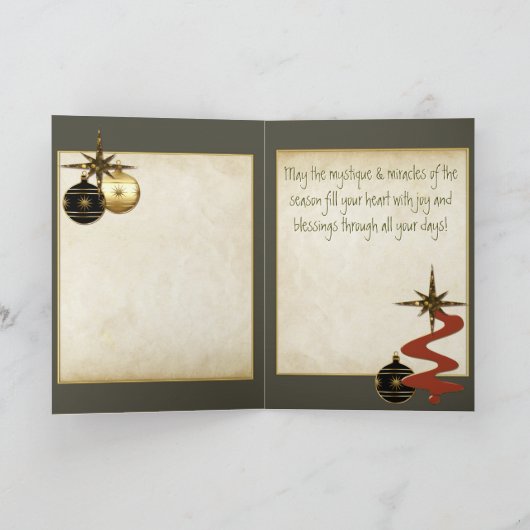 私達3人の王-パーソナライズなアールデコのクリスマス シーズンカード (内部)