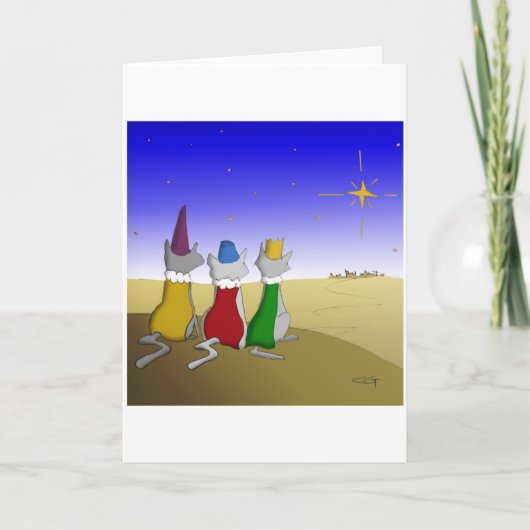 私達3匹の猫-クリスマスの空白のなカード シーズンカード (正面)