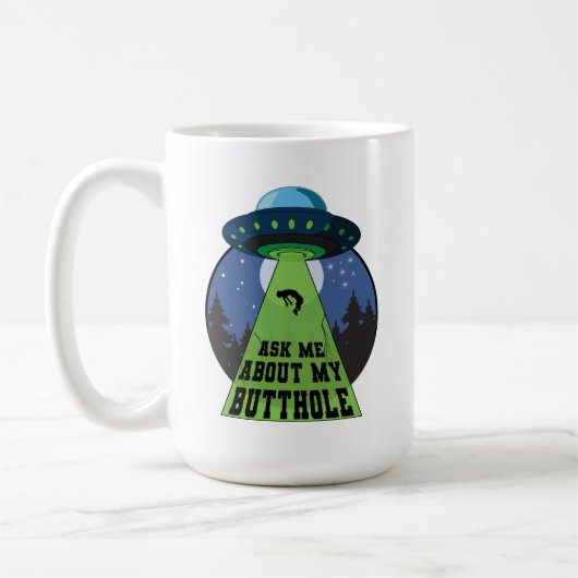 私頼のエイリアンおもしろいUFOの拉致について コーヒーマグカップ (左)