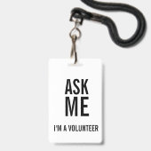 私頼白黒私はボランティア バッジ (裏面（ネックストラップ付）)