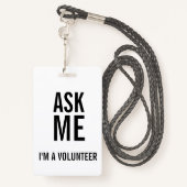 私頼白黒私はボランティア バッジ (裏面ランヤード)