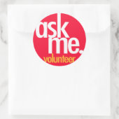 私頼。赤いボランティアステッカー ラウンドシール (バッグ)