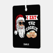 私食べはクッキーのおもしろい汚い冗談サンタ・クリスマス メタルオーナメント (正面左)
