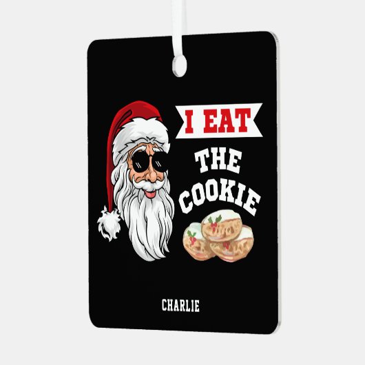 私食べはクッキーのおもしろい汚い冗談サンタ・クリスマス メタルオーナメント (正面左)