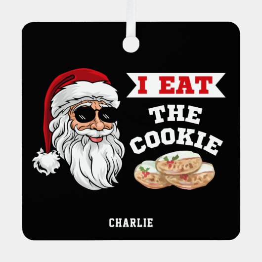 私食べはクッキーのおもしろい汚い冗談サンタ・クリスマス メタルオーナメント (正面)