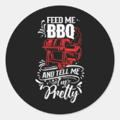 私食べ物を与えBbqと私は肉食Rbecueグリかわいらしー ラウンドシール (正面)