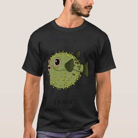 私？かわいい？わかってる â€“ かわいいフグの面白い海 tシャツ (正面)