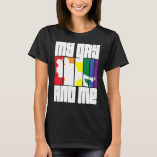 私、ゲイと私、パートナーを着ているレインボーカップル Tシャツ