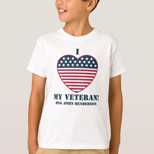 「私(ハート)退役軍人!」 カスタマイズ可能 Tシャツ (正面)