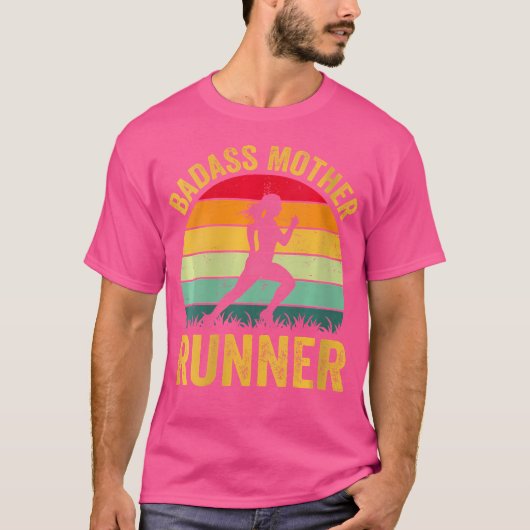 私、バダス・マザーランナー！ランニング Tシャツ (正面)
