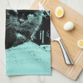 私、猫ロビンの卵の青のLook'n キッチンタオル (四つ折り)