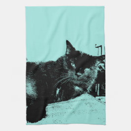 私、猫ロビンの卵の青のLook'n キッチンタオル