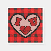 私♥私はあなたを愛するバッファロープレイドペーパーナプキン スタンダードカクテルナプキン (正面)