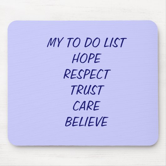 私LISTHOPERESPECTTRUSTCAREBELIEVEをするため マウスパッド (正面)