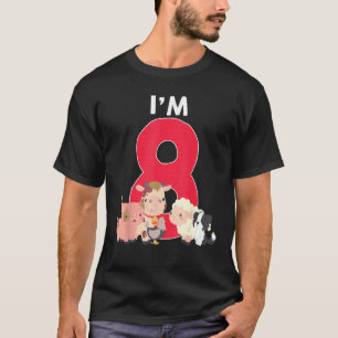 私m 8歳誕生日農家少年少女の動物 tシャツ