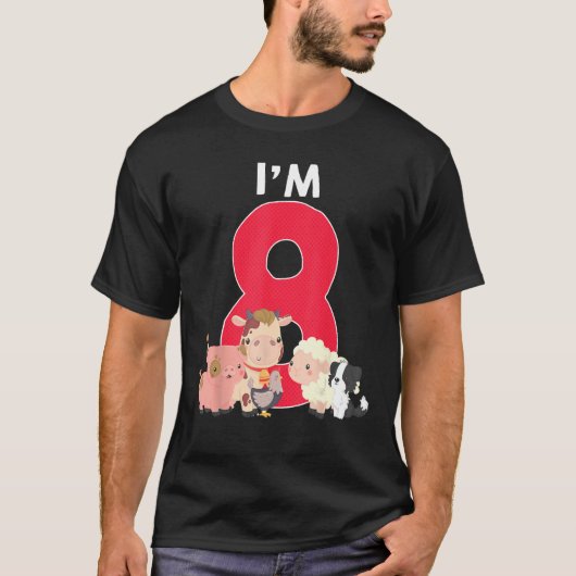 私m 8歳誕生日農家少年少女の動物 tシャツ (正面)