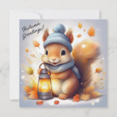 秋あいさつキュート赤リス カード (正面)