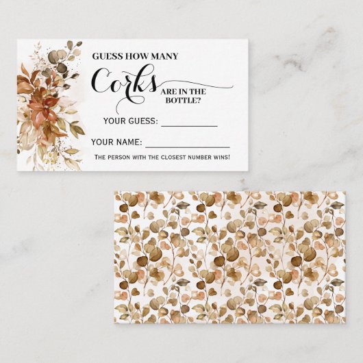 秋いくつコルク秋ブライダルシャワーゲームカード プレイスカード (正面/裏面)