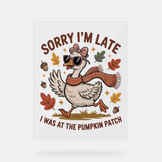 秋おもしろいのガチョウ アクリルサイン (正面)