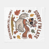 秋おもしろいのガチョウ フリースブランケット (正面(横))