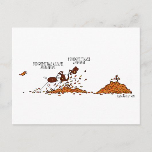 秋おもしろいシーズンホース&バタフライマンガ ポストカード (正面)