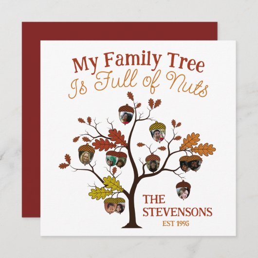 秋おもしろいフォトファミリーツリーはナッツでいっぱいである (正面/裏面)