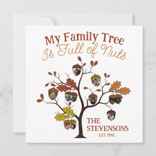 秋おもしろいフォトファミリーツリーはナッツでいっぱいである (正面)