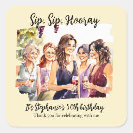 秋おもしろいワインテイスティングウーマン50誕生日 スクエアシール