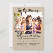 秋おもしろいワインテイスティングウーマン50誕生日 招待状 (正面)