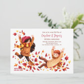 秋おもしろい子供の誕生日パーティー 招待状 (スタンド正面)