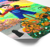 秋おもしろい黒猫かかしレイヴン創造芸術 ポスター (角)