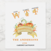 秋おもしろいWTFパンプキンサンクスギビング ワインラベル (シングルラベル)