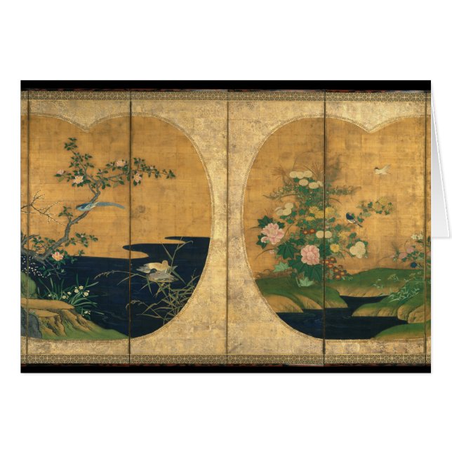 秋および冬の花および鳥 (正面横)