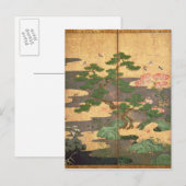 秋および冬の花を持つ鳥 ポストカード (正面/裏面)
