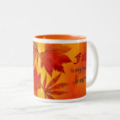 秋お気に入りのシーズンレッドオ葉レンジ ツートーンマグカップ (正面右)