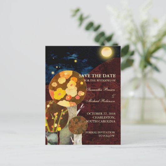 秋お洒落の木:日付はがきを保存する 案内ポストカード (スタンド正面)