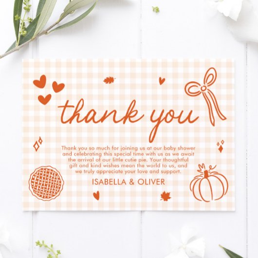 秋お洒落アリトルかわいこちゃんパイサンキューカード 招待状