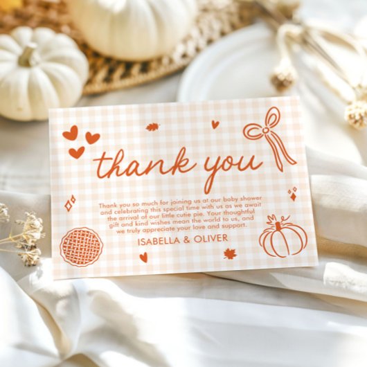 秋お洒落アリトルかわいこちゃんパイサンキューカード 招待状