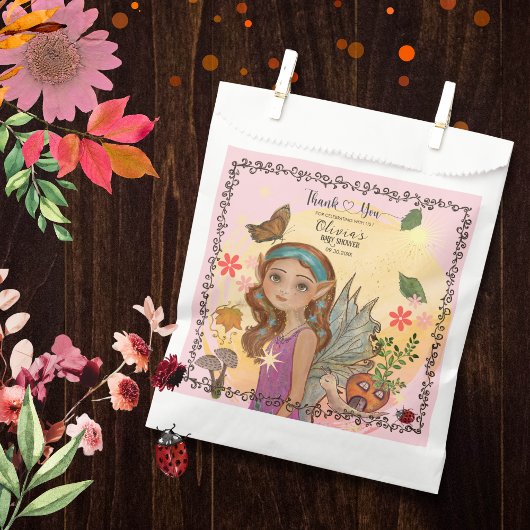 秋お洒落ウッドランド妖精の赤ちゃんシャワー フェイバーバッグ