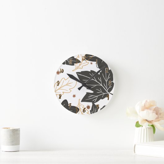 秋お洒落エレガント紅葉アコーンカスタムズ ラウンド壁時計 (ホーム)