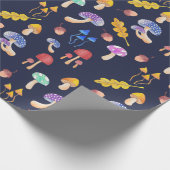 秋お洒落カラフルのキノコ ラッピングペーパー (角)