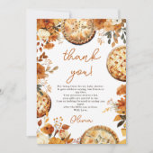 秋お洒落フローラリトルかわいこちゃんパイ赤ちゃんシャワー サンキューカード (正面)
