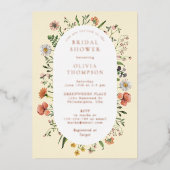 秋お洒落ワイルドフラワーアーチブライダルシャワー 箔招待状 (正面)